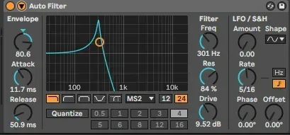 AbeltonのAutofilterのQuantizeで動きをつけてみよう